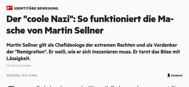 Screenshot: Stern-Beitrag Sellner